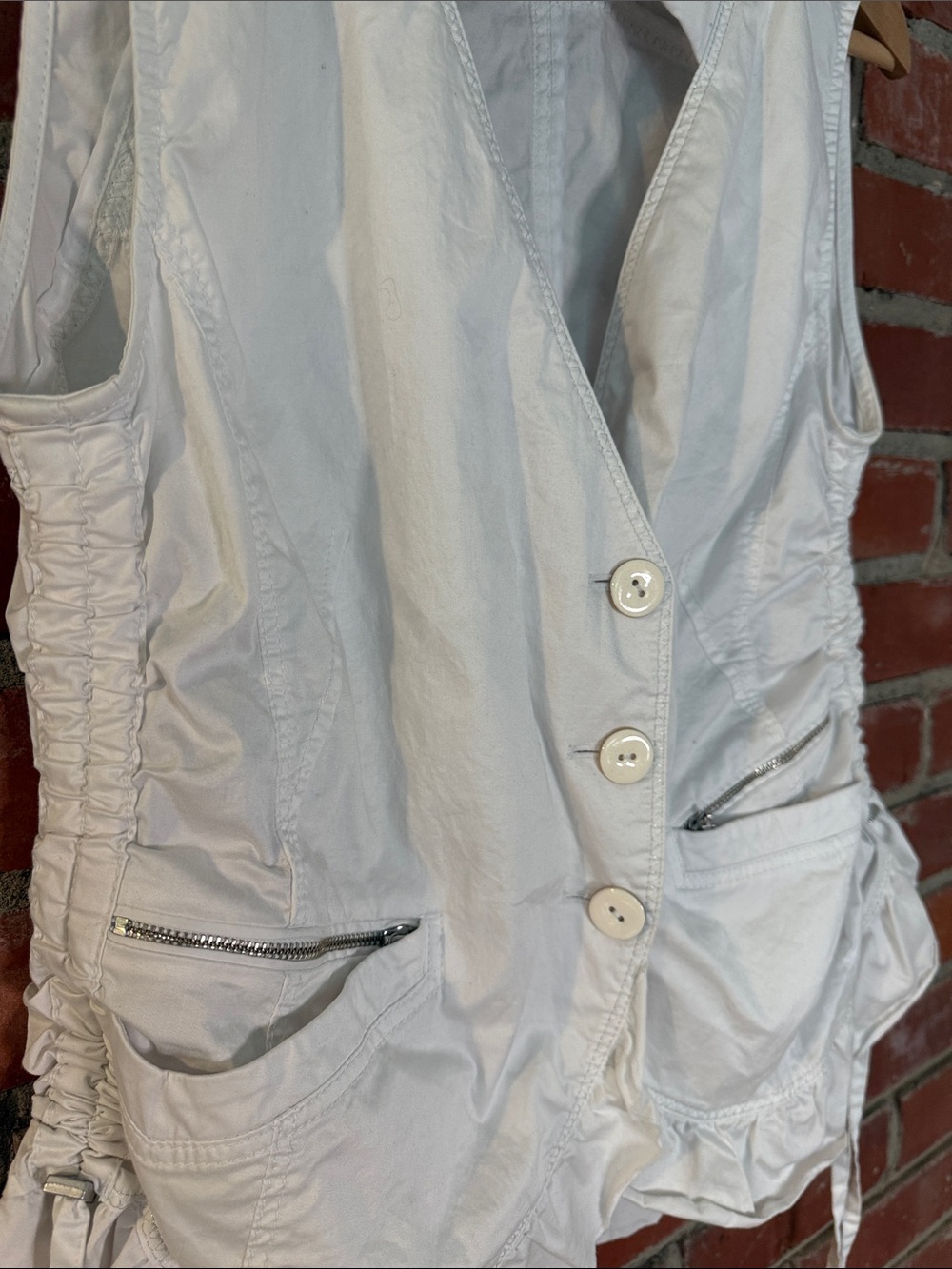 White Ruffled Button Vest - Picture 2 of 5